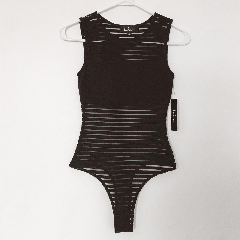 NWT Lulu’s Black Read Between the Lines Bodysuit